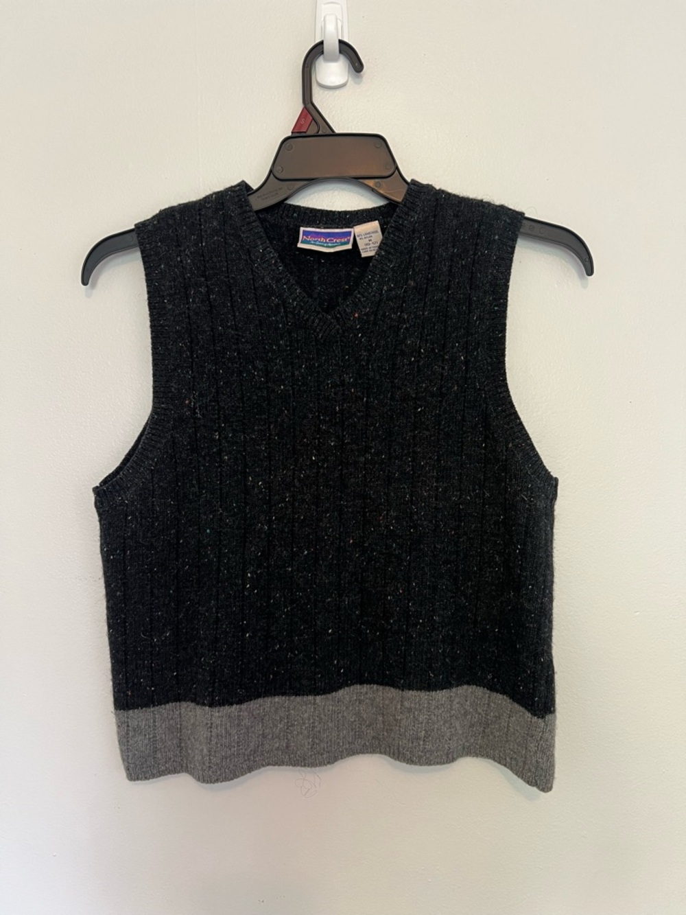 Northcrest Wool Black Speckled V-Neck Sweater Vest